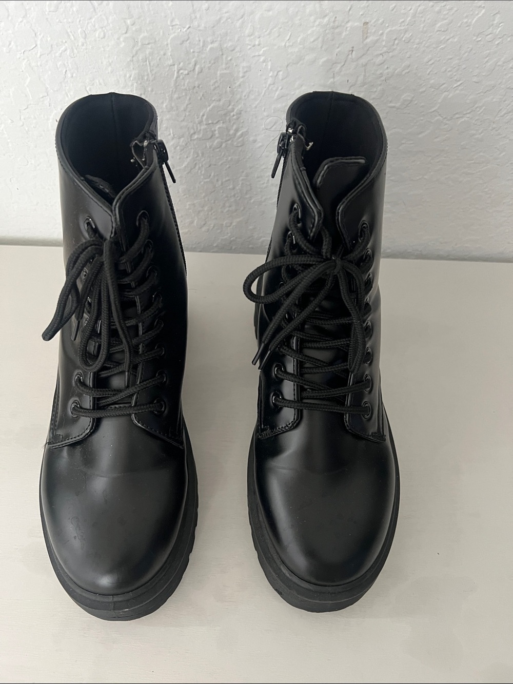 Charlotte Russe Black Lace-Up Combat Boots